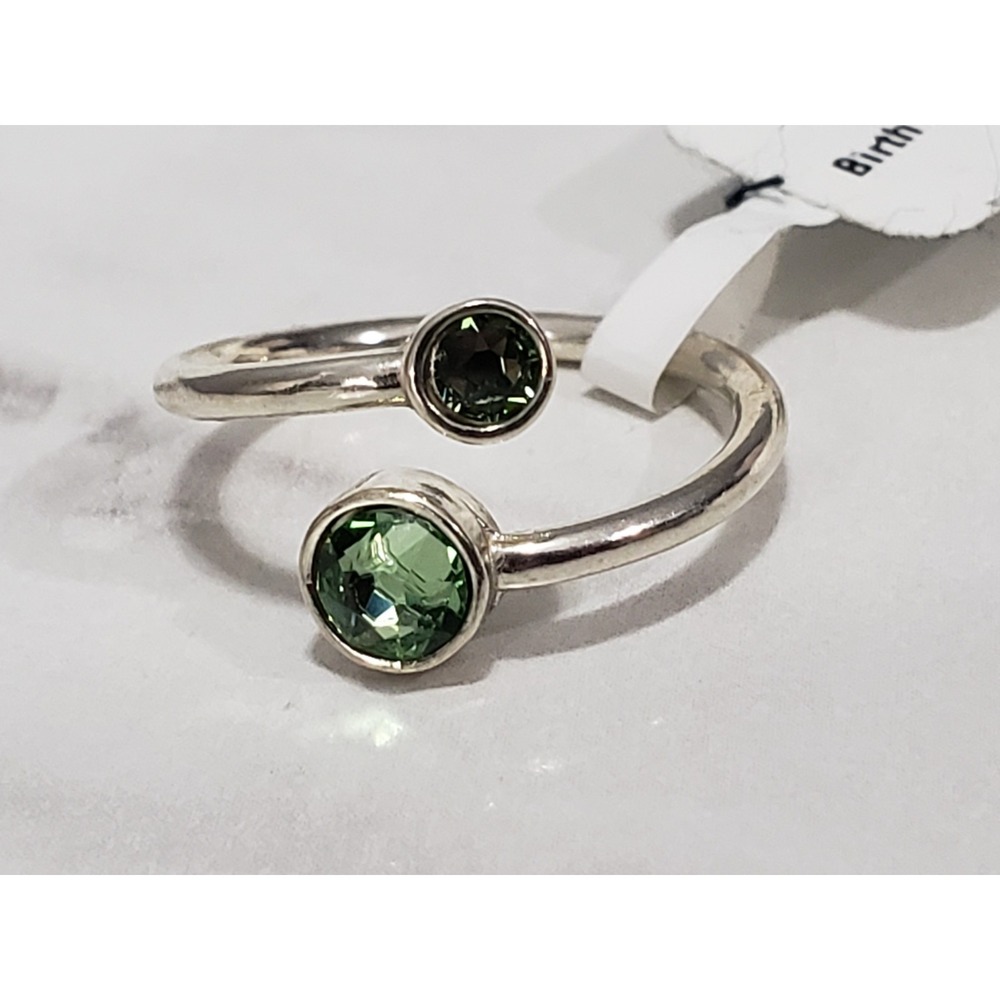 Alex And Ani Adjustable Sterling Silver Birth Stone Rings AUGUST green